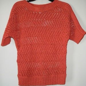 CHICO'S Dark Orange Short Sleeve Crochet Top 0